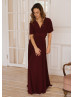 Burgundy Jersey Top Fashion Bridesmaid Dress